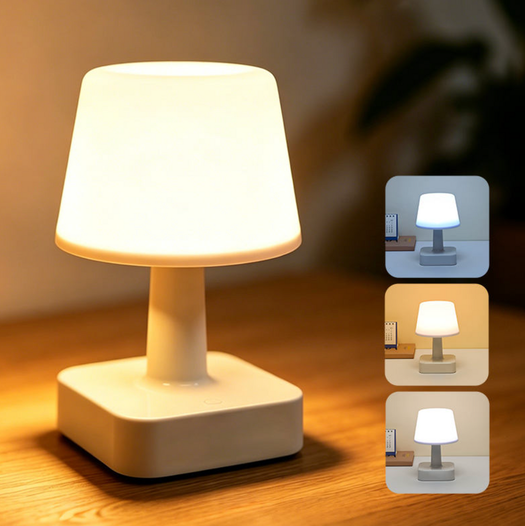 LumaVelle™ Rechargeable 3-Color Bedside Lamp – Touch-Control LED Night Light for Bedroom & Home